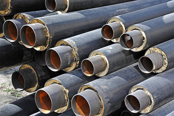 istock Steel pipe with heat insulation 471254058