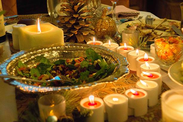 istock glowing chain of candles on the table at the evening 471254234