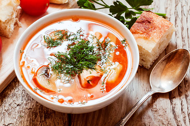 istock Traditional Russian cuisine - vegetable soup with cabbage 471254938