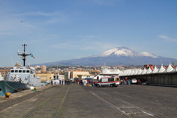 Vesuvius at sunset in winter, Naples