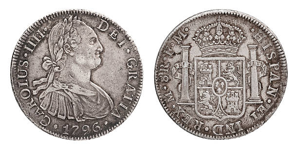 Front and back of an 18th century silver Doubloon. A pirates \