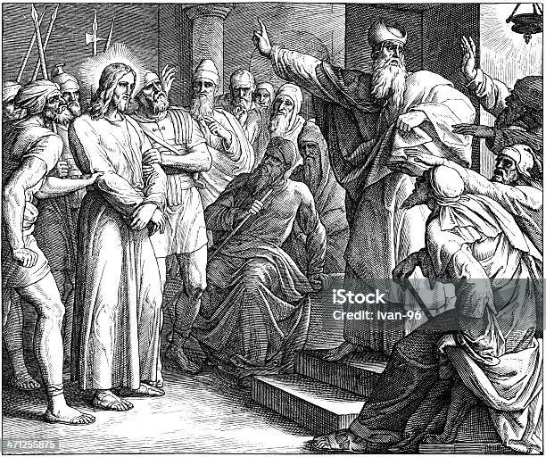Ensaio Antes De Caiaphas Jesus - Arte vetorial de stock e mais imagens de Detenção - Detenção, Jesus Cristo, Antigo