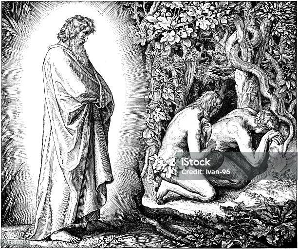 Adam Fell Von Gott Stock Vektor Art und mehr Bilder von Adam - Bibelfigur - Adam - Bibelfigur, Eva - Biblische Figur, Garten Eden