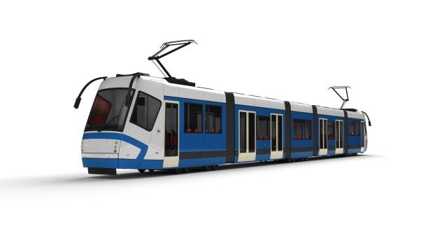 istock An electric tram set on a white background 471257832