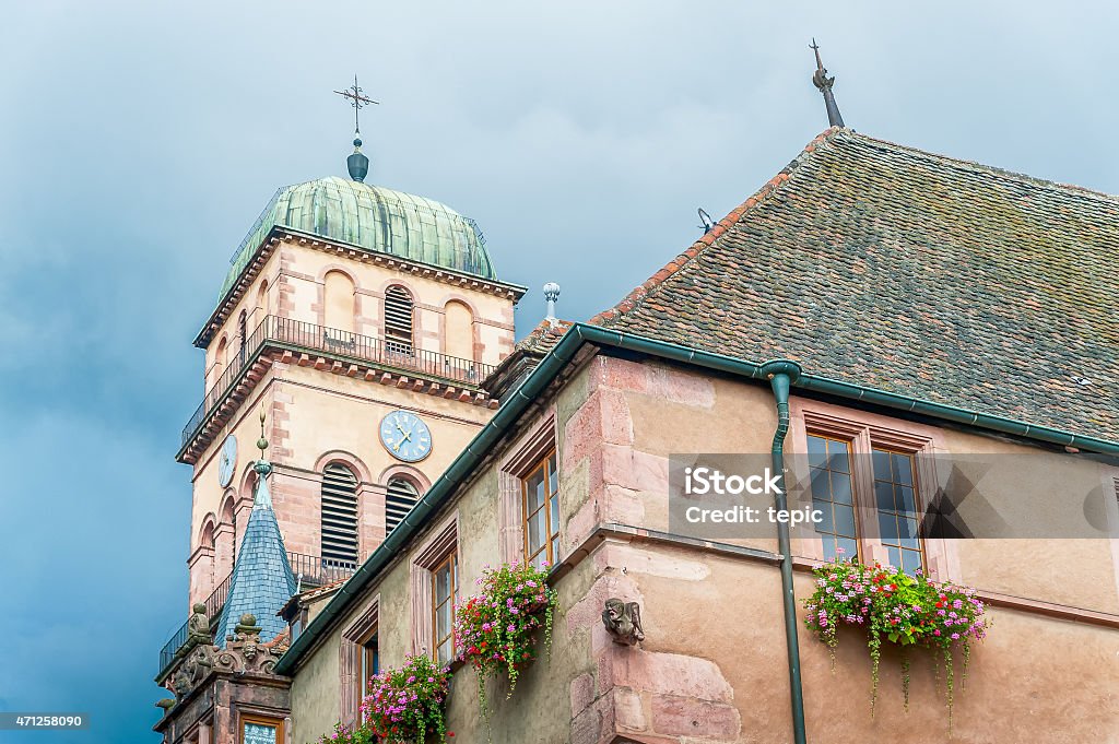 Old medieval church in Alsace, France Old medieval church in a village in Alsace, France 2015 Stock Photo