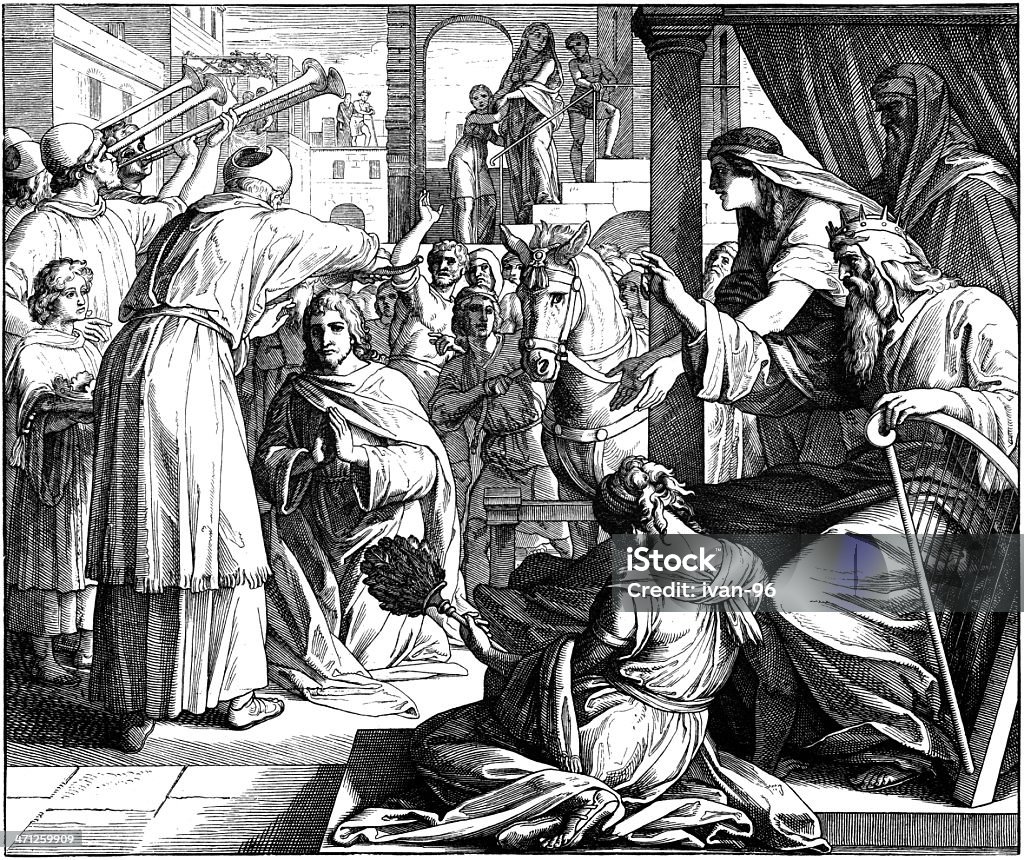 Solomon chamado para ter sucesso David - Ilustração de Salomão - Figura bíblica royalty-free