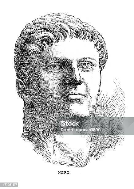 Nero Claudius Caesar Augustus Germanicus - Stockowe grafiki wektorowe i więcej obrazów Nero - Roman Emperor - Nero - Roman Emperor, Rzeźba - Dzieło artystyczne, Popiersie - rzeźba