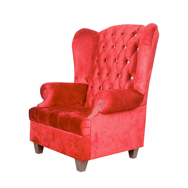 istock red leather armchair isolated on white. 471262238