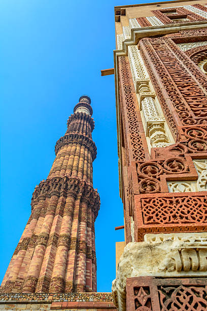 delhi, india. 23th september, 2023: qutub minar is a carved sandstone minaret in delhi and the highest in the world