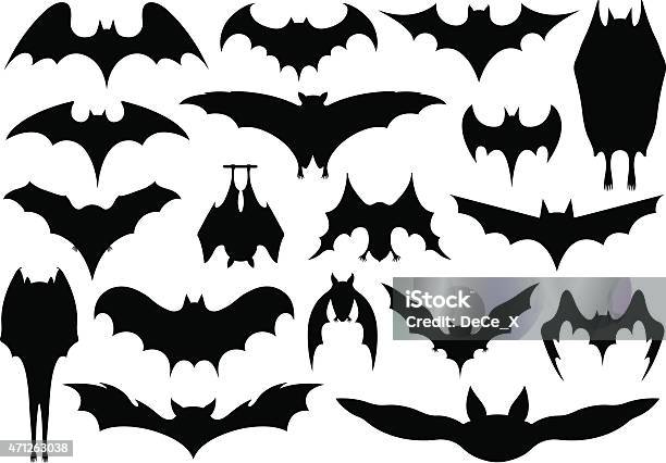 Set Of Different Bats Stock Illustration - Download Image Now - Bat - Animal, Hanging, Halloween