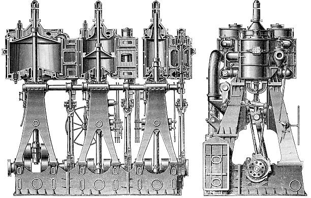 Steam Engine Engravings 140+ Industrial Revolution Engraving Steam Engine Steam Stock ...