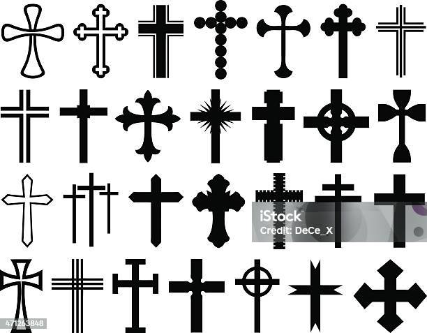 A Selection Of Different Size And Shape Crosses Stock Illustration - Download Image Now - Religious Cross, Cross Shape, In Silhouette