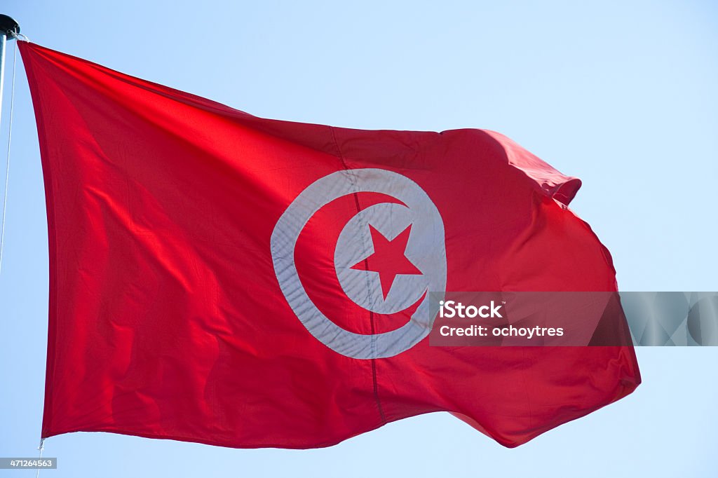 Tunisian Flag Tunisian waving flag Bizerte Stock Photo