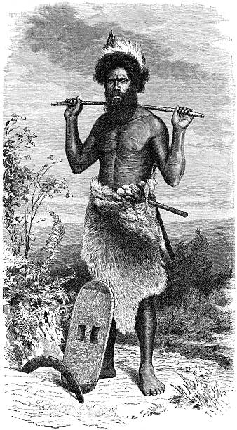 ilustrações, clipart, desenhos animados e ícones de homem aborígene - australia boomerang aboriginal aborigine
