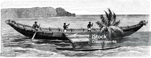 Catamarã - Arte vetorial de stock e mais imagens de Beira d'Água - Beira d'Água, Canoa, Catamarã