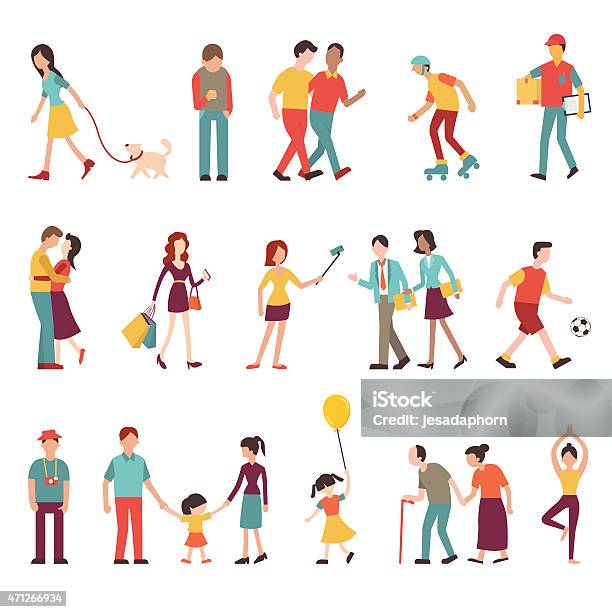 People In Various Lifestyles Stock Illustration - Download Image Now - People, Full Length, Walking