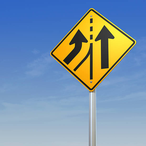 istock Added Lane Road Warning Sign 471267945