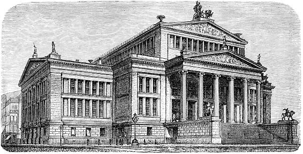 ilustraciones, imágenes clip art, dibujos animados e iconos de stock de tipo teatro - berlin germany gendarmenmarkt schauspielhaus germany