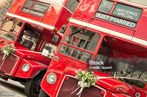 Just Married Stock Photo - Download Image Now - Wedding, Bus, London - England