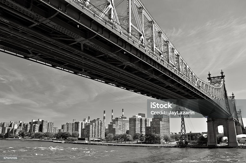 Pont de Queensboro sur l'East River, dans l'État de New York City B & W - Photo de Acier libre de droits