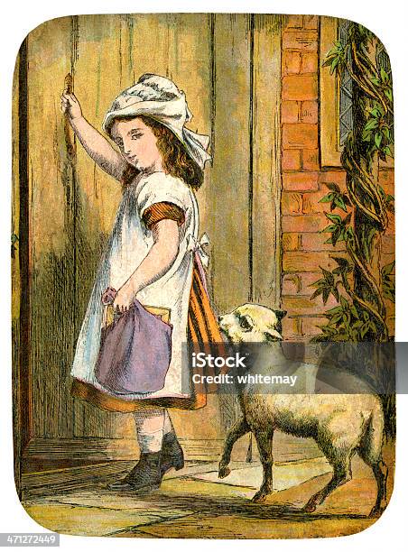 Mary Eine Kleine Lamm Stock Vektor Art und mehr Bilder von Kinderreim - Kinderreim, Lamm - Tier, 1870-1879