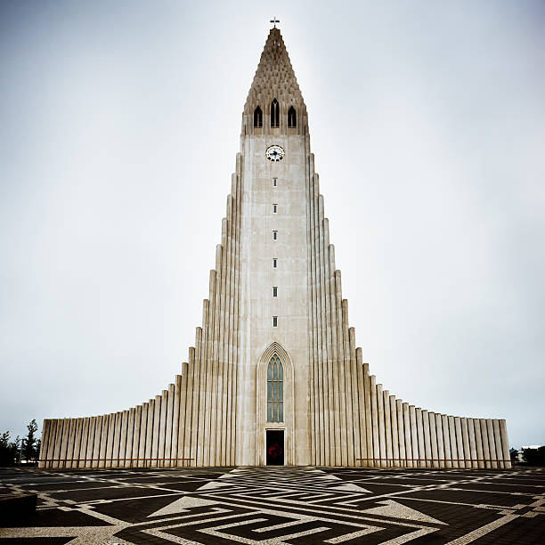 Hallgrimskirkja Church Reykjavik, Iceland. Squared.