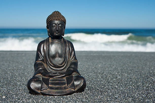 istock Japanese Buddha Statue at Ocean Shore 471273091