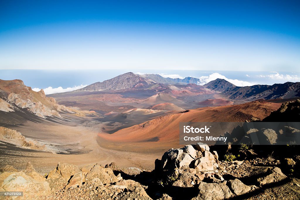 Maui Haleakala Krater wulkaniczny Lava pole - Zbiór zdjęć royalty-free (Bez ludzi)