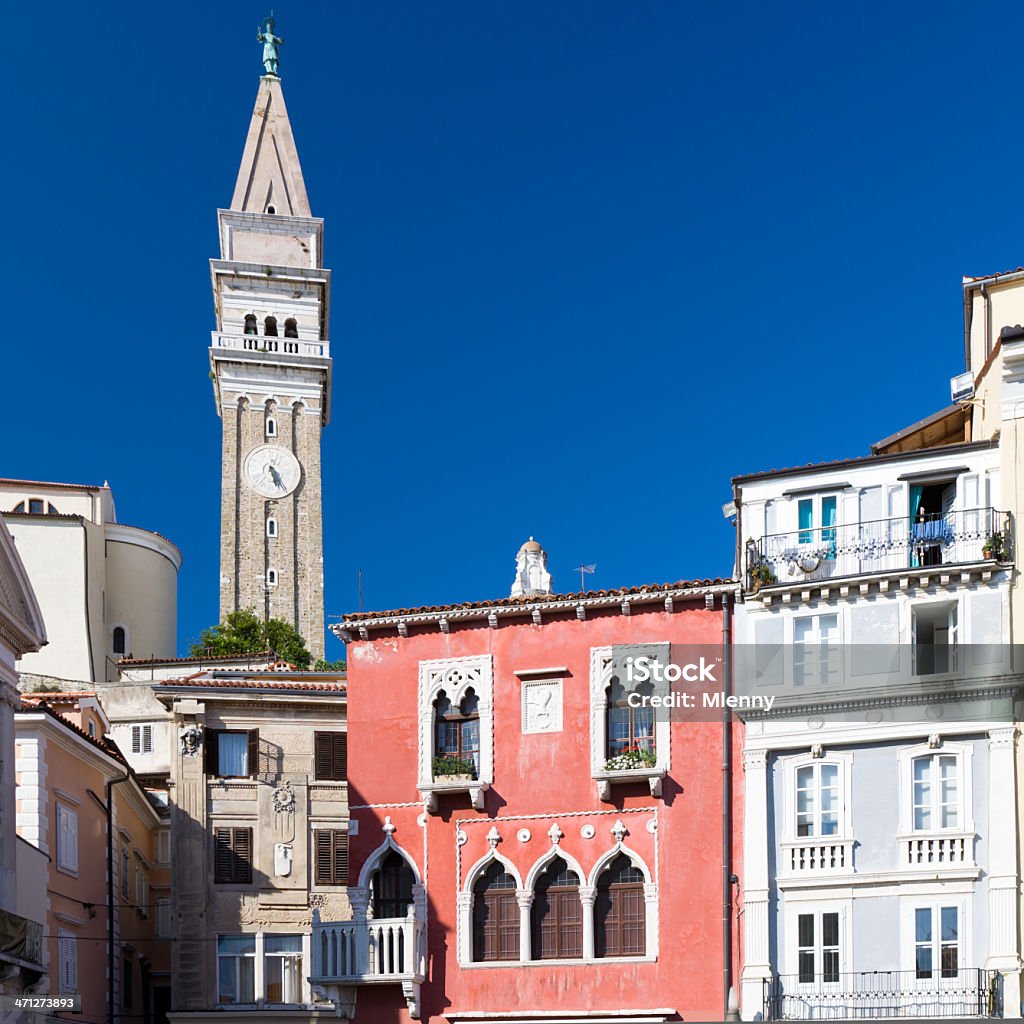 Tartini Square Pirano Catedral de St George Eslovénia - Royalty-free Aldeia Foto de stock