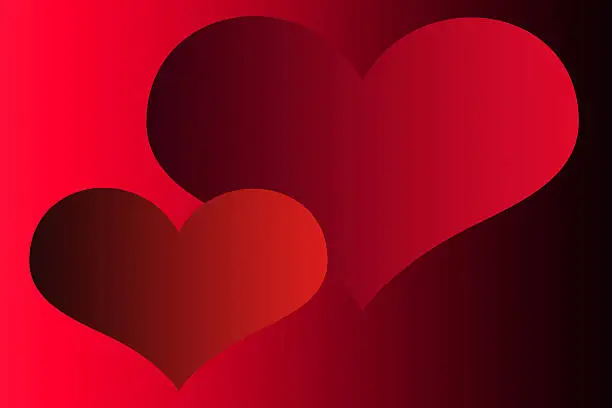 Two red hearts on red-black background. Wallpapers two hearts