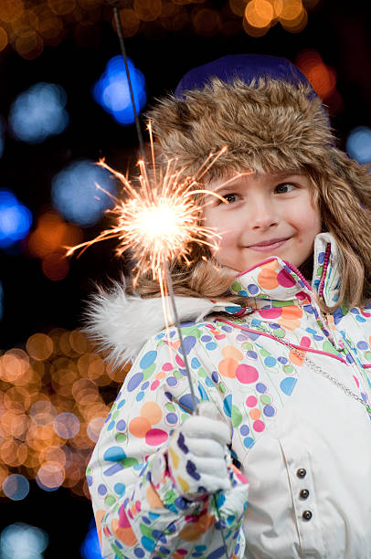 istock Young child happy on Christmas night 471274319