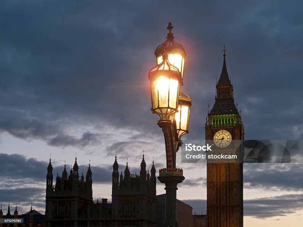 국회의사당, 빅 벤 런던 at dusk - 로열티 프리 가로등 스톡 사진