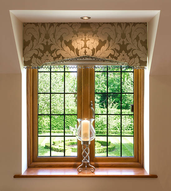 leaded glass window and candle
