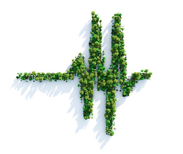 Heartbeat Ecology concept: "Fragile" shaped forest viewed from above. Computer generated, and lit with global radiosity. Subtle grain texture added. recycle symbol cut out stock pictures, royalty-free photos & images