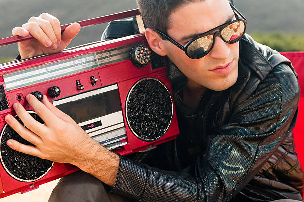 Listening to a Boombox stock photo