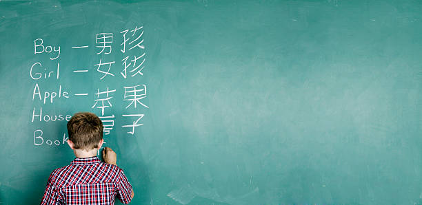 Learning Chinese Little boy learning chinese in a second language class. chinese script photos stock pictures, royalty-free photos & images