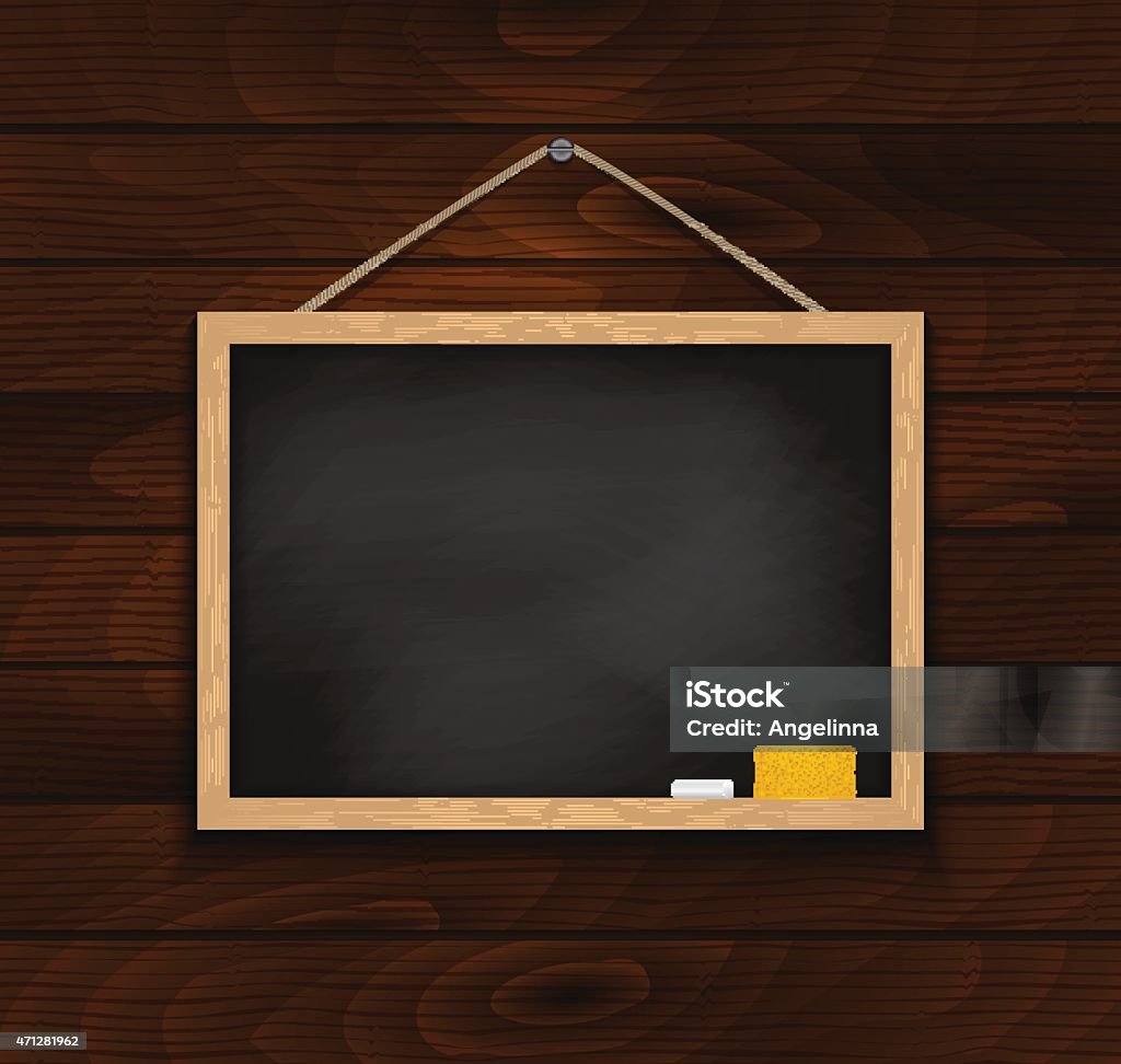 Chalkboard on wood background Illustration of blank black chalkboard with chalk and eraser on wood background 2015 stock vector