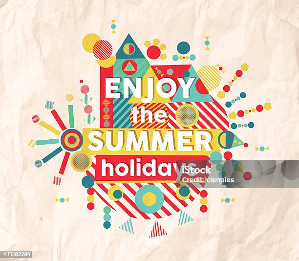 Enjoy Summer Fun Quote Poster Design Stock Illustration - Download Image Now - 2015, Art, Art And Craft