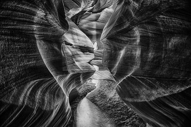 istock Light rays inside Arizona Antelope Canyon in b&w 471282688