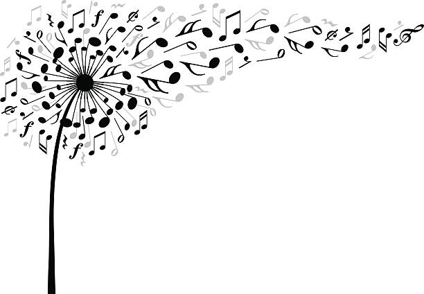 ilustrações, clipart, desenhos animados e ícones de música, vetor de flor dente-de-leão - dandelion single flower flower white