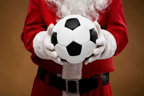 Santa Claus with a football