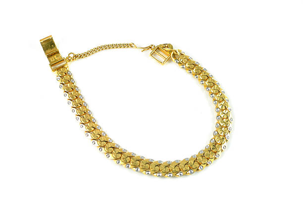istock Golden Bracelet On White Background 471283334
