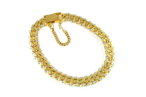 istock Golden Bracelet On White Background 471283398