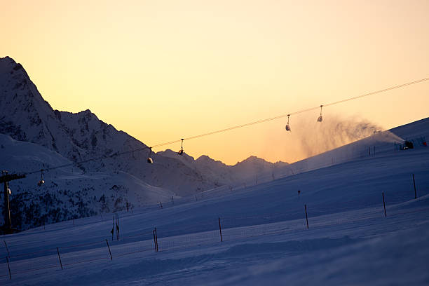 снег решений machine - dolomites ski lift winter ski track стоковые фото и изображения