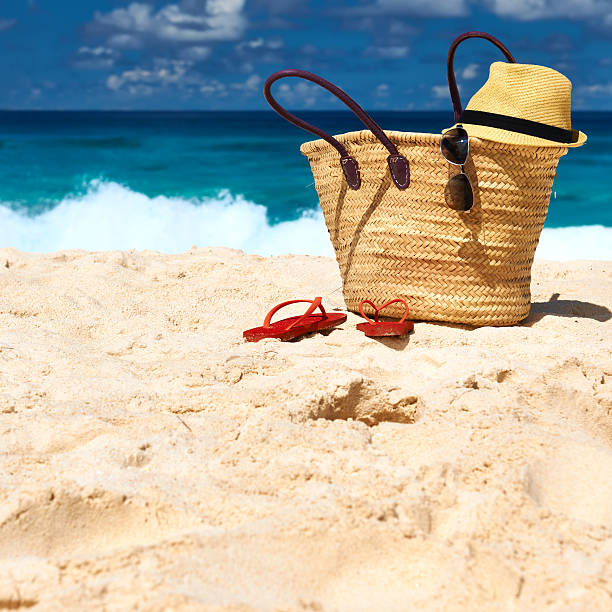 istock Beautiful beach with bag at Seychelles 471286722