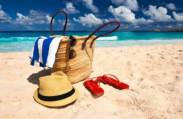 istock Beautiful beach with bag at Seychelles 471286740