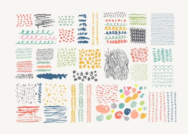 hand drawn textures made with ink. vector. isolated. - boya illüstrasyonlar stock illustrations