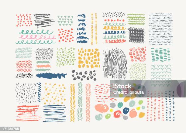 Hand Drawn Textures Made With Ink Vector Isolated Stock Illustration - Download Image Now