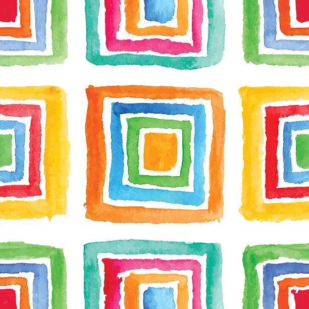 Vector illustration of beautiful watercolor striped squares