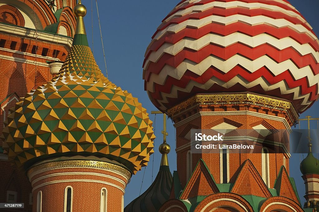 Colorated Domes Temple of Vassiliy Blagenniy. Red Square, Moscow, Russia. Architectural Dome Stock Photo